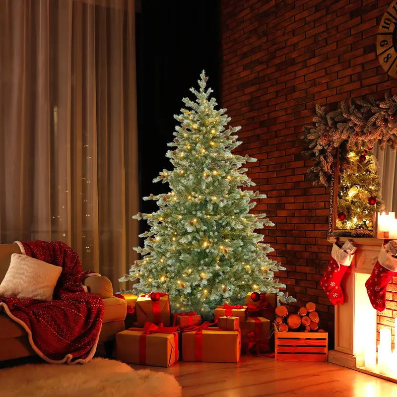 6-Foot Hinged Full-Profile Artificial Christmas Tree – Pine-Style Design with 240 Warm White LEDs 2