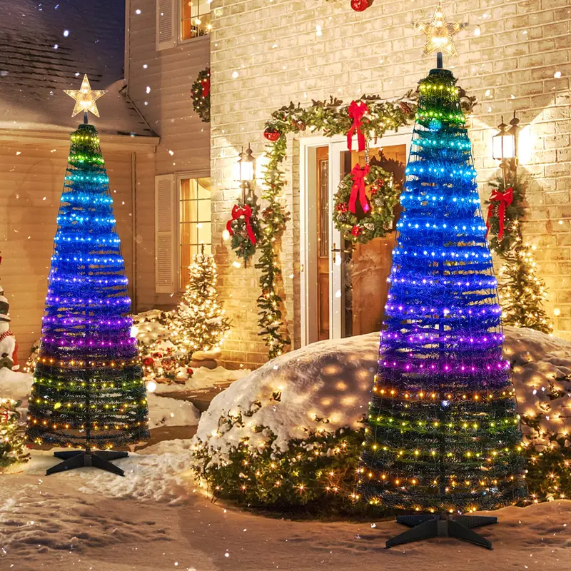 6-Foot Pre-Lit Pop-Up Christmas Tree – Collapsible Xmas Display with 282 RGB LED Lights