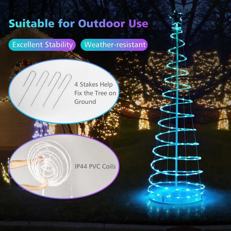 6-Foot Pre-Lit Spiral Christmas Tree – Festive Indoor/Outdoor Decor with 135 Warm White LEDs