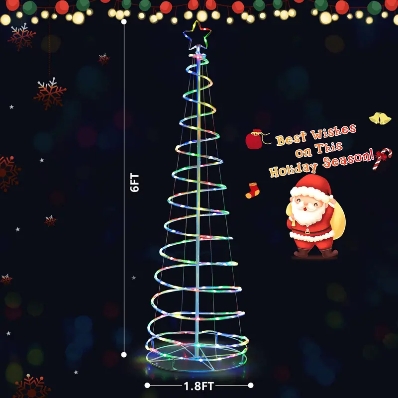 6-Foot Pre-Lit Spiral Christmas Tree – Festive Indoor/Outdoor Decor with 135 Warm White LEDs