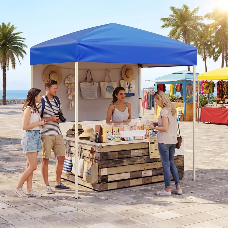 6 ft x 4 ft Pop-Up Canopy Tent – UPF 50+ Sun-Shade Shelter with Rapid-Assembly Frame and Detachable Half Sidewall