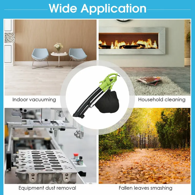 6-Speed Electric Leaf Blower, Vacuum, and Mulcher with Multi-Mode Functionality