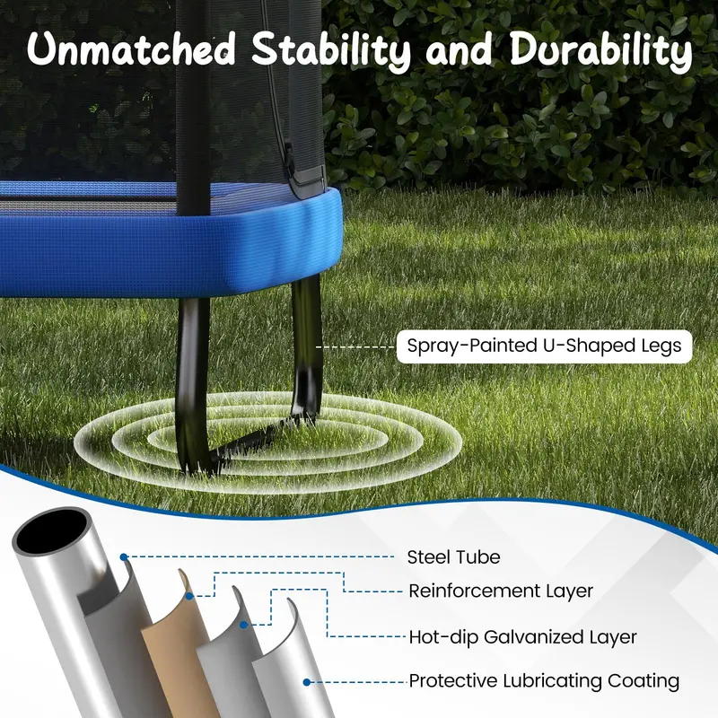 6 x 4 Foot Compact Rectangular Kids' Trampoline with Integrated Swing