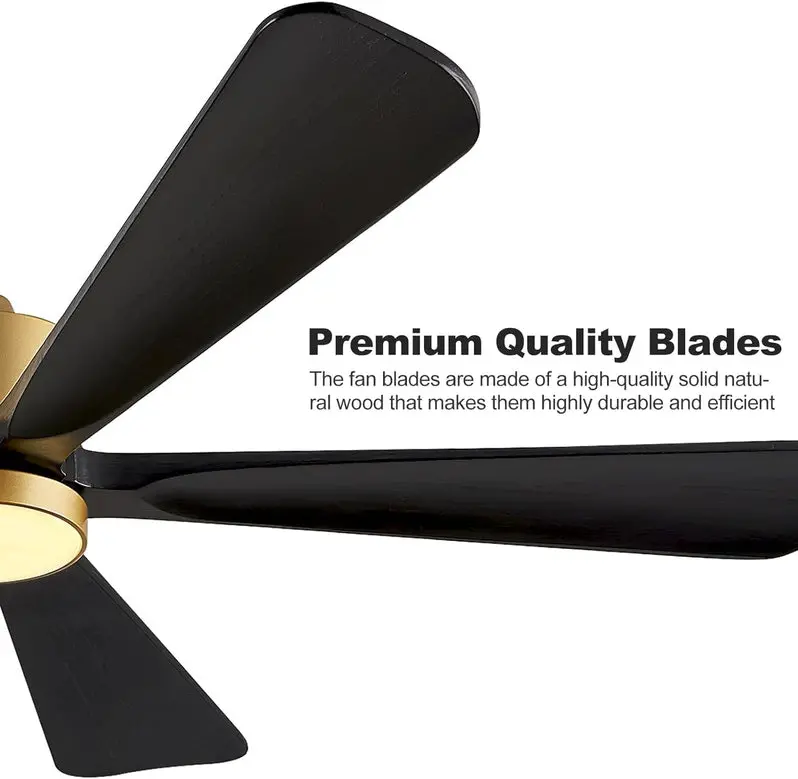 60-Inch Modern DC Ceiling Fan with Integrated LED Light – Reversible 6-Speed Motor, Remote Control, and Dark Brown Wooden Blades