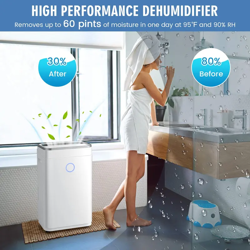 60-Pint High-Efficiency Dehumidifier for Areas up to 4000 Sq. Ft – Digital Control Panel & Spacious Water Tank 2