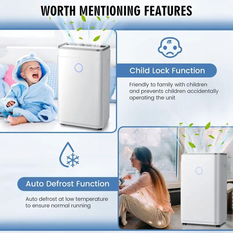 60-Pint High-Efficiency Dehumidifier for Areas up to 4000 Sq. Ft – Digital Control Panel & Spacious Water Tank