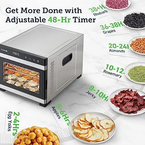 600W Stainless Steel Food Dehydrator for Homemade Jerky, Fruits, and Healthy Snacks