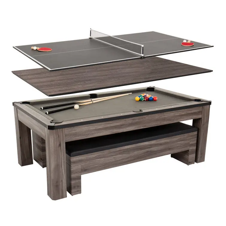 7-Foot 3-in-1 Multi-Function Table – Converts Between Billiards, Ping Pong & Dining Configurations