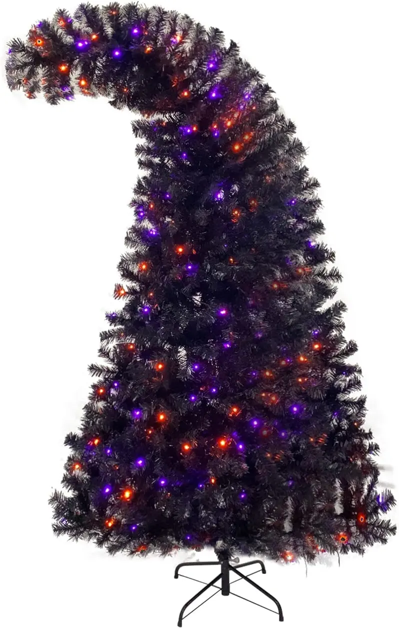 7-Foot Black Artificial Christmas Tree – Sleek, Modern Faux Fir for Year-Round Decor and Themed Events