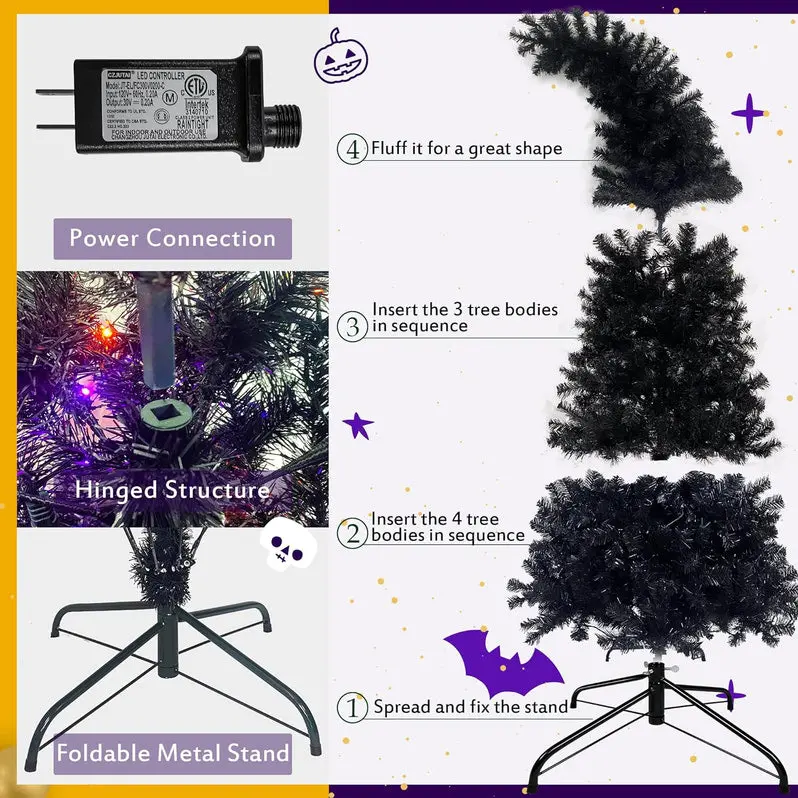 7-Foot Black Artificial Christmas Tree – Sleek, Modern Faux Fir for Year-Round Decor and Themed Events