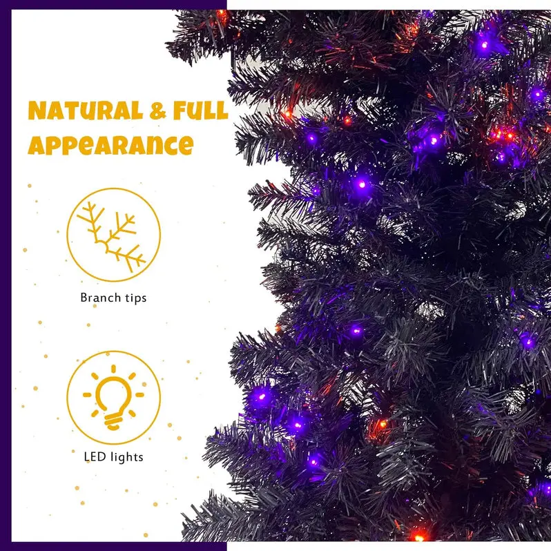 7-Foot Black Artificial Christmas Tree – Sleek, Modern Faux Fir for Year-Round Decor and Themed Events