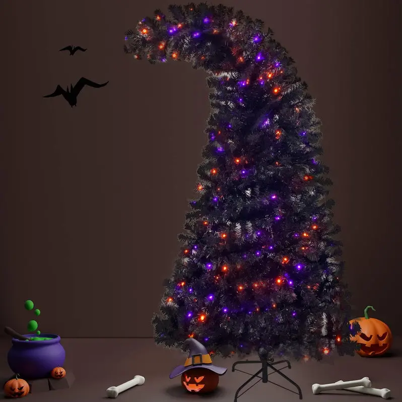 7-Foot Black Artificial Christmas Tree – Sleek, Modern Faux Fir for Year-Round Decor and Themed Events