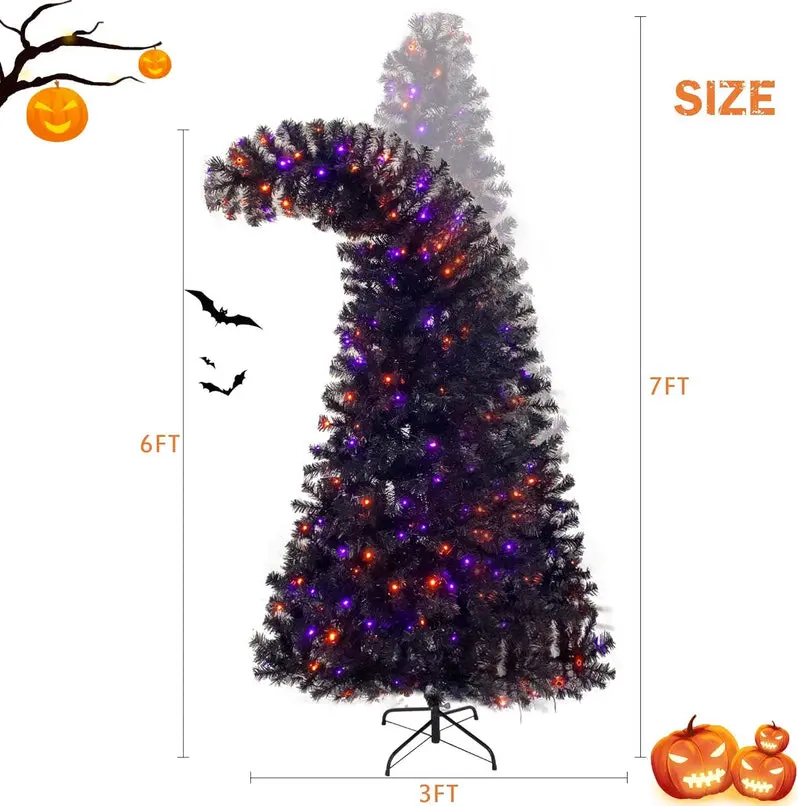 7-Foot Black Artificial Christmas Tree – Sleek, Modern Faux Fir for Year-Round Decor and Themed Events