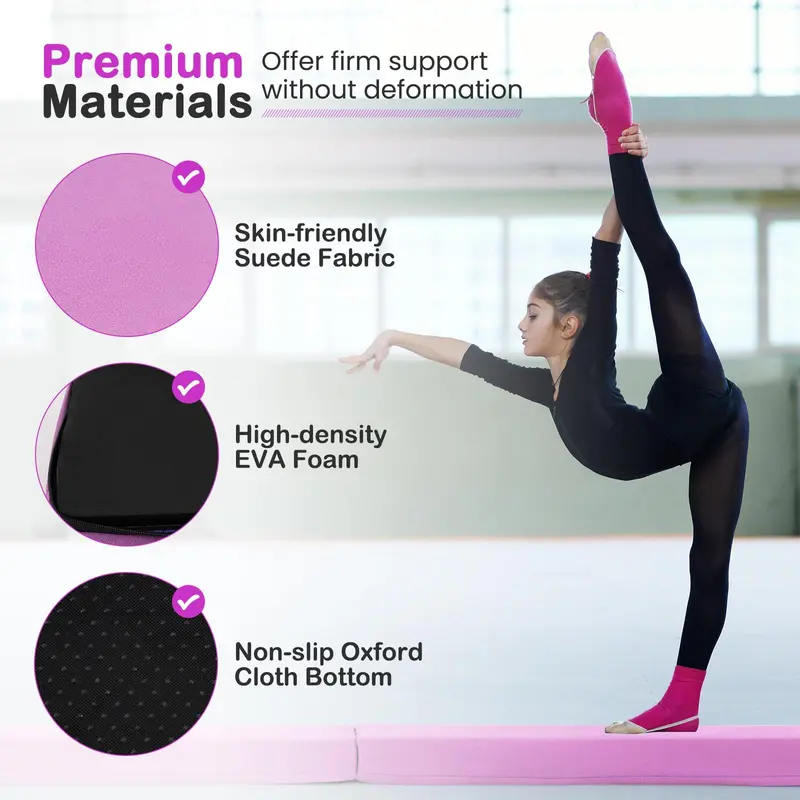 7-Foot Foam Balance Beam — Removable Suede-Covered Gymnastics Training Equipment 2