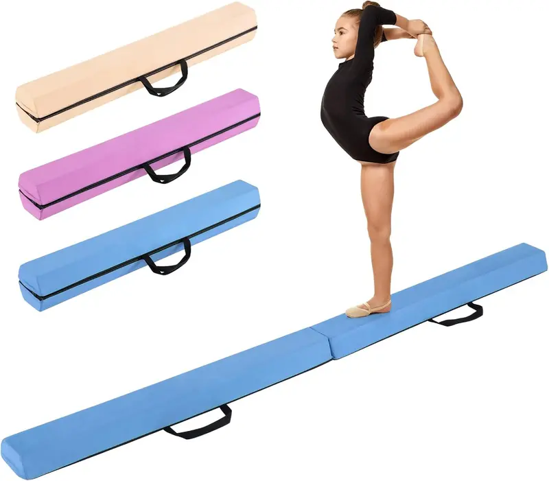 7-Foot Foam Balance Beam — Removable Suede-Covered Gymnastics Training Equipment