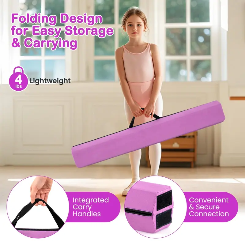 7-Foot Foam Balance Beam — Removable Suede-Covered Gymnastics Training Equipment