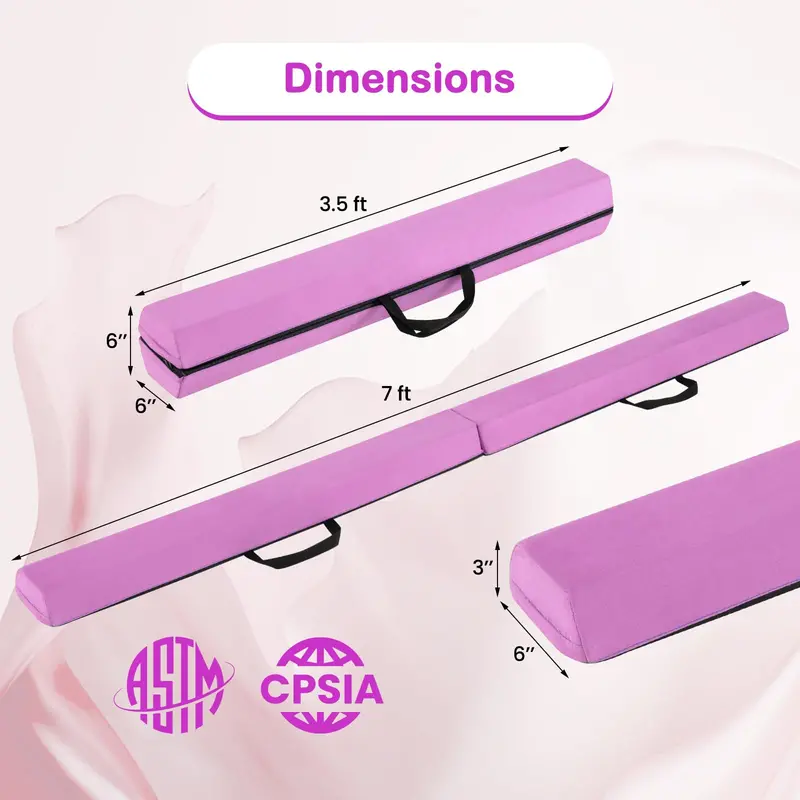 7-Foot Foam Balance Beam — Removable Suede-Covered Gymnastics Training Equipment