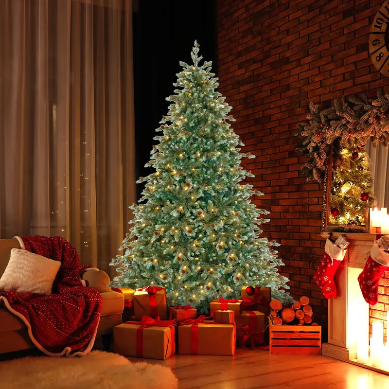 7-Foot Full-Profile Pre-Lit Artificial Christmas Tree – Hinged Pine Look with 340 Warm White LEDs 2