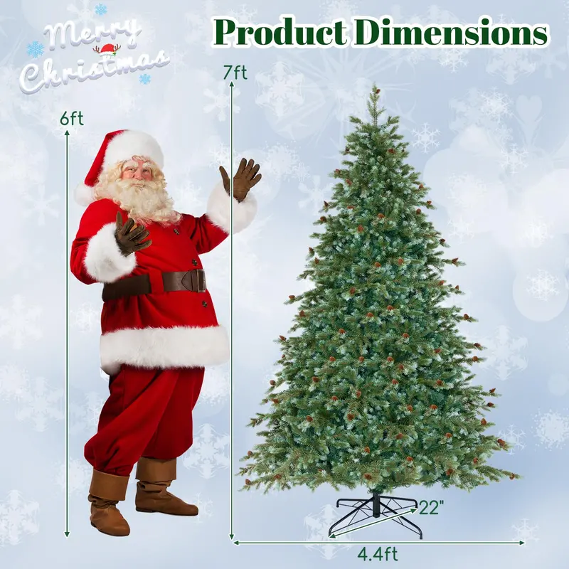 7-Foot Full-Profile Pre-Lit Artificial Christmas Tree – Hinged Pine Look with 340 Warm White LEDs
