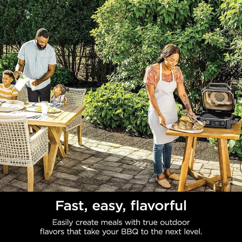 7-in-1 Electric Outdoor Grill & Smoker – All-in-One Appliance with Air Fryer, Bake, Dehydrate, Thermometer, and Pellet-Smoking Capabilities