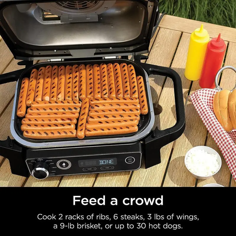 7-in-1 Electric Outdoor Grill & Smoker – All-in-One Appliance with Air Fryer, Bake, Dehydrate, Thermometer, and Pellet-Smoking Capabilities