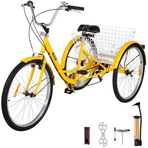 7-Speed Adult Trike Cruiser – 26-Inch 3-Wheel Bicycle with Front Basket & Shopping Features
