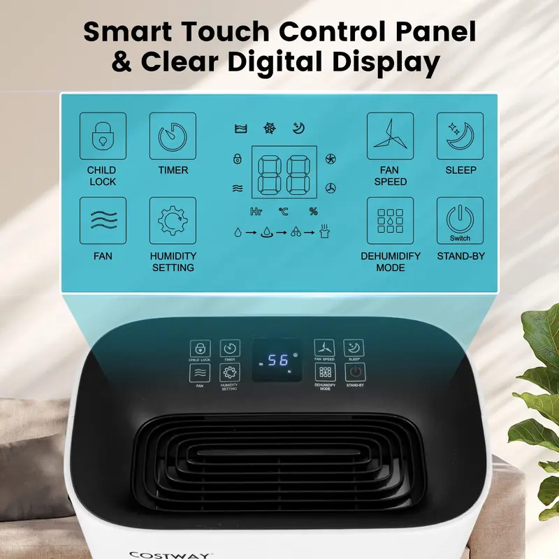 73-Pint Low-Noise Dehumidifier for Large Spaces Up to 4500 Sq. Ft – Auto Shut-Off & 12.5-Gallon Tank