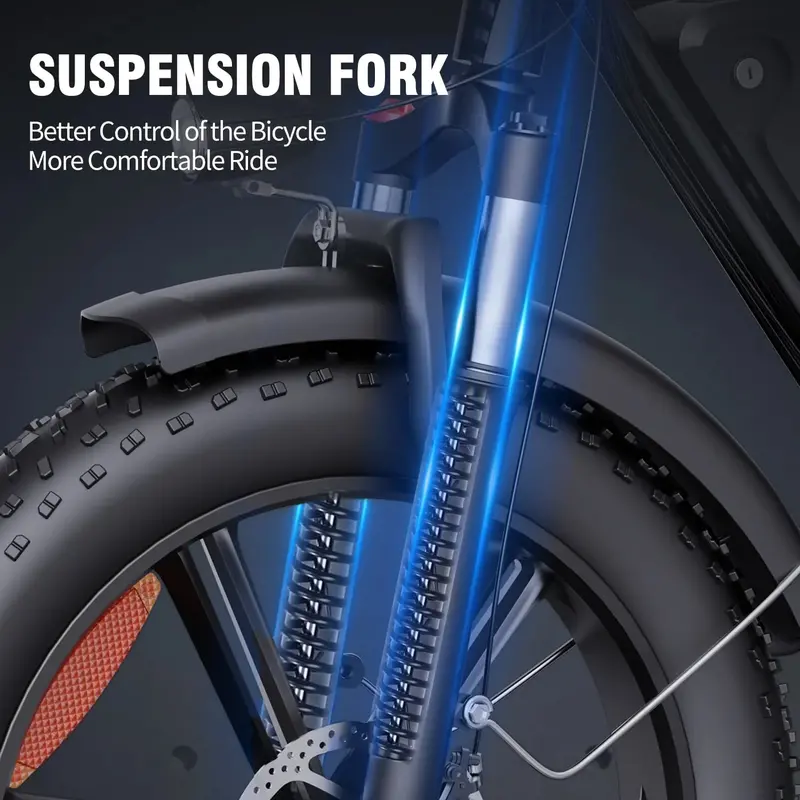 750W Fat-Tire E-Bike for Urban Commuting – 48V 15Ah Removable Battery, 20" x 4.0 Tires, Front Suspension, UL2849 Certified