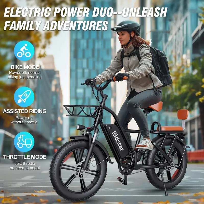 750W Fat-Tire E-Bike for Urban Commuting – 48V 15Ah Removable Battery, 20" x 4.0 Tires, Front Suspension, UL2849 Certified