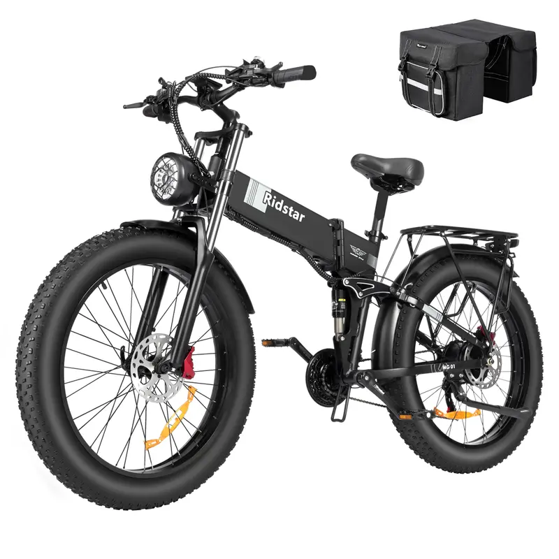 750W Folding Electric Bike for Adults – 48V 20Ah Removable Battery, 26-Inch Fat Tires, Shimano 21-Speed Drivetrain