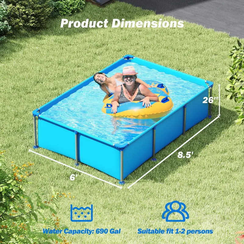 8.5 ft x 6 ft Rectangular Metal-Frame Above-Ground Pool Kit