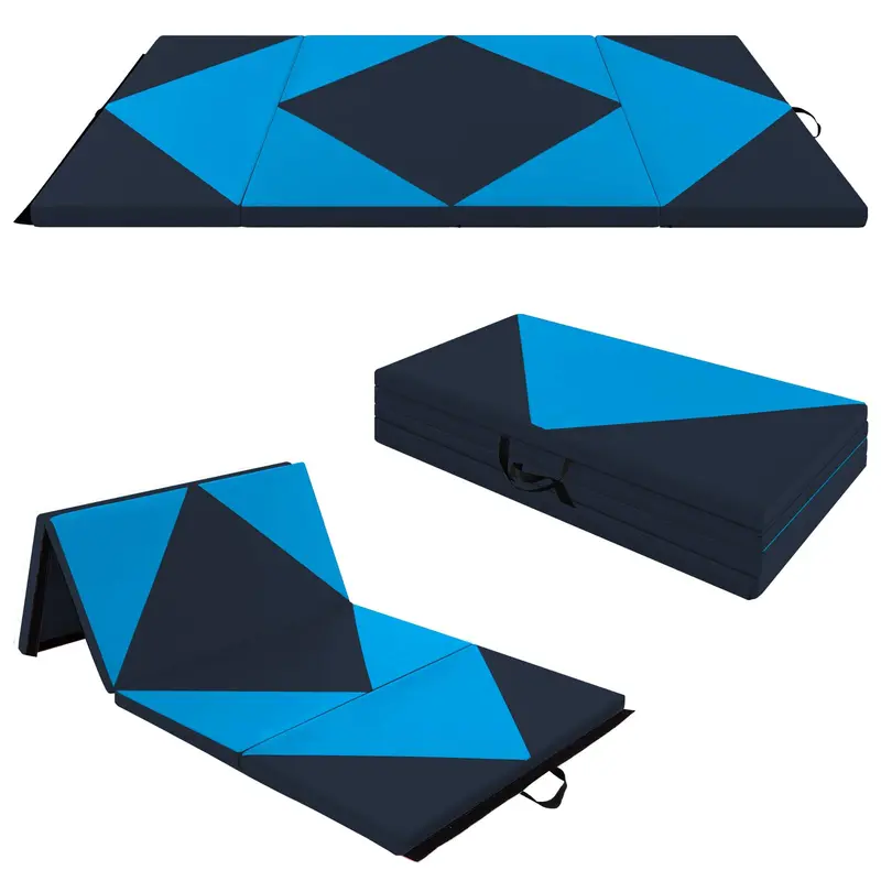 8-Foot Foldable Tumbling Mat – 4-Inch Dense Foam Core with Secure Hook-and-Loop Fasteners and Dual Carry Straps