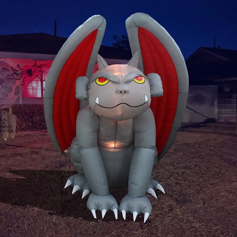 8-Foot Illuminated Inflatable Gargoyle for Halloween Displays