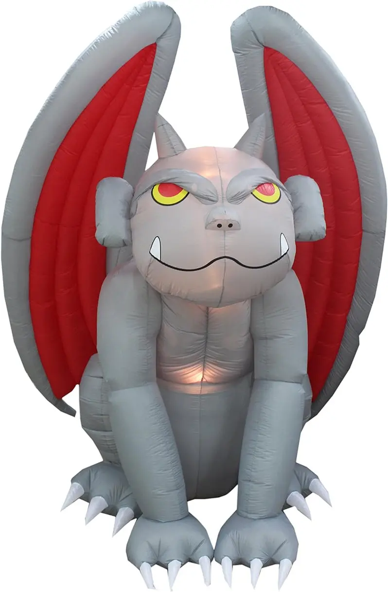 8-Foot Illuminated Inflatable Gargoyle for Halloween Displays