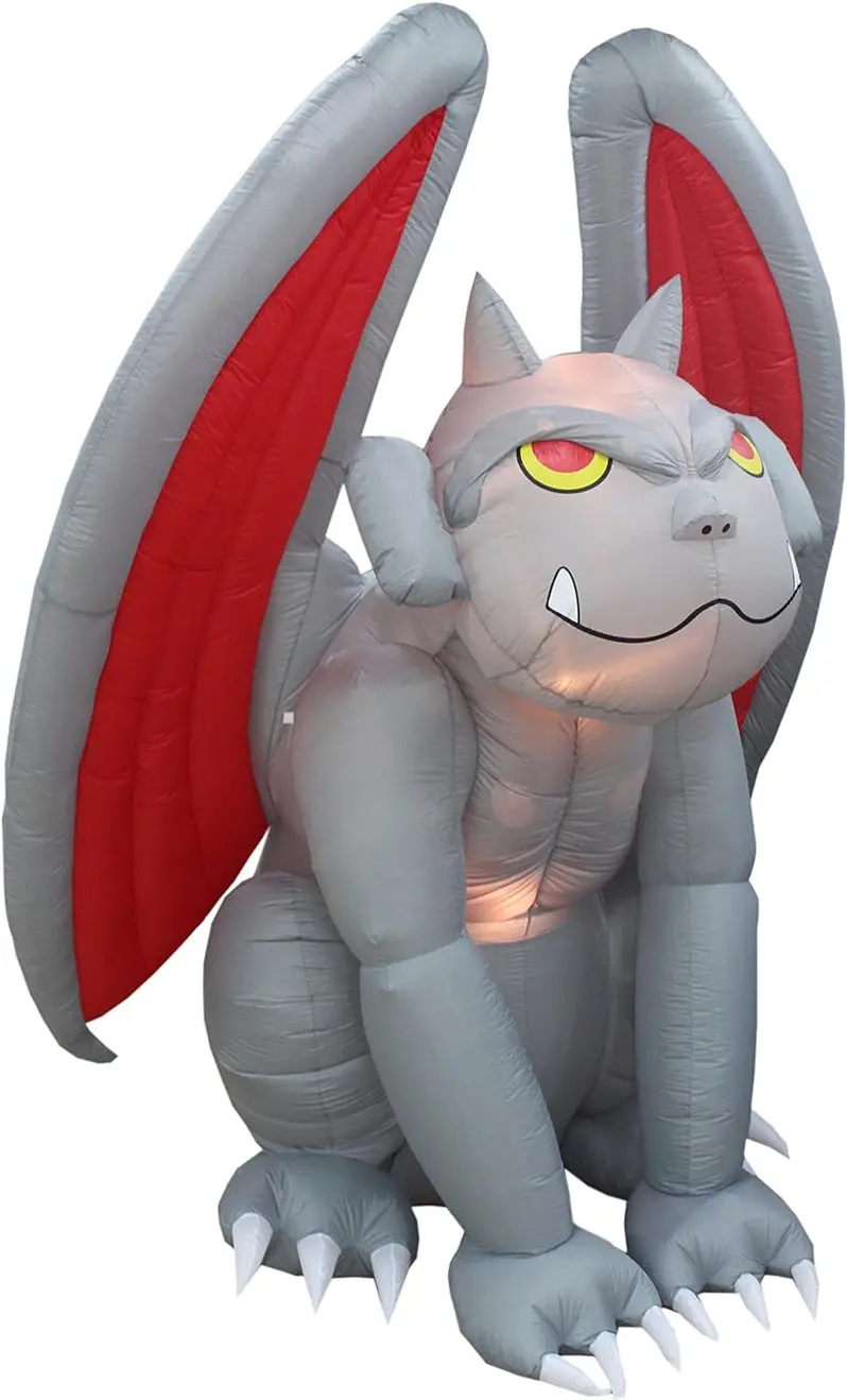8-Foot Illuminated Inflatable Gargoyle for Halloween Displays