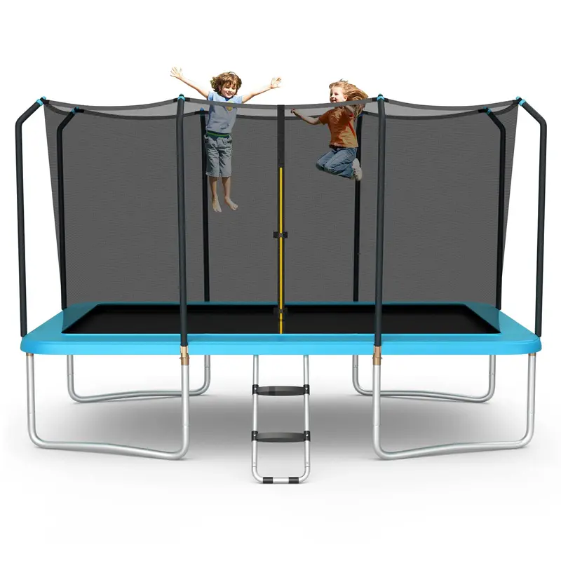 8 ft x 14 ft Rectangular Trampoline with Safety Enclosure – Supports Up to 440 lbs, Includes Non-Slip Ladder