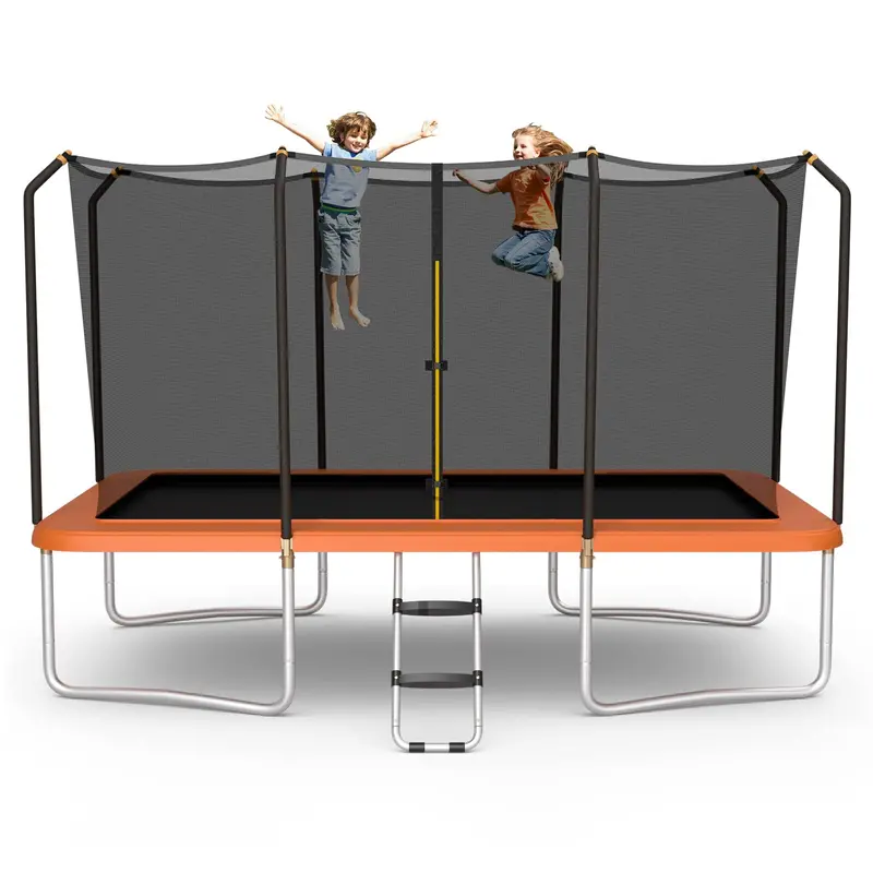 8 ft x 14 ft Rectangular Trampoline with Safety Enclosure – Supports Up to 440 lbs, Includes Non-Slip Ladder