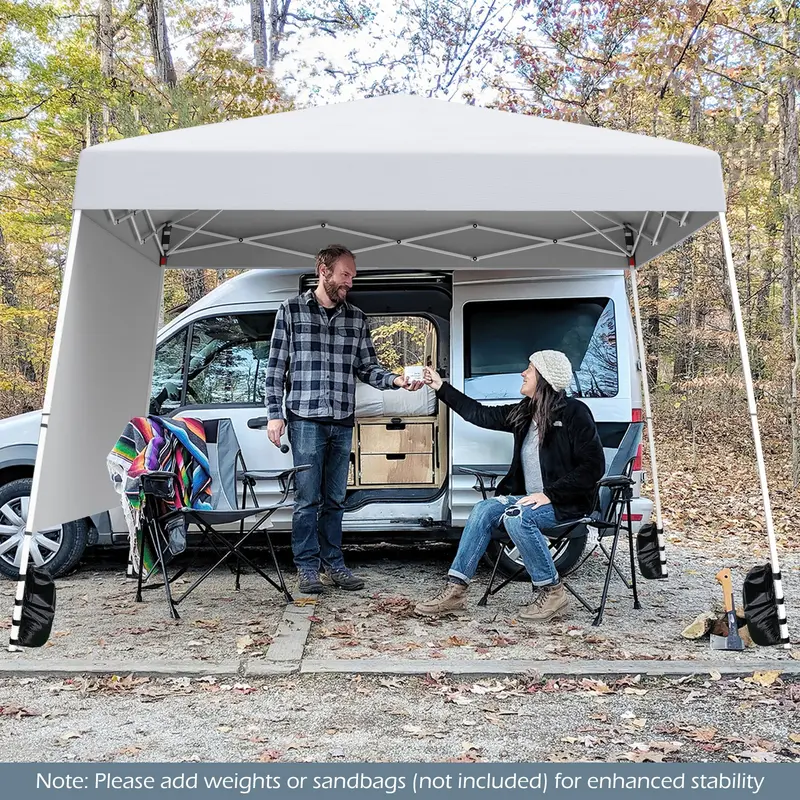 8' x 8' Pop-Up Canopy Tent Featuring One Zippered Sidewall