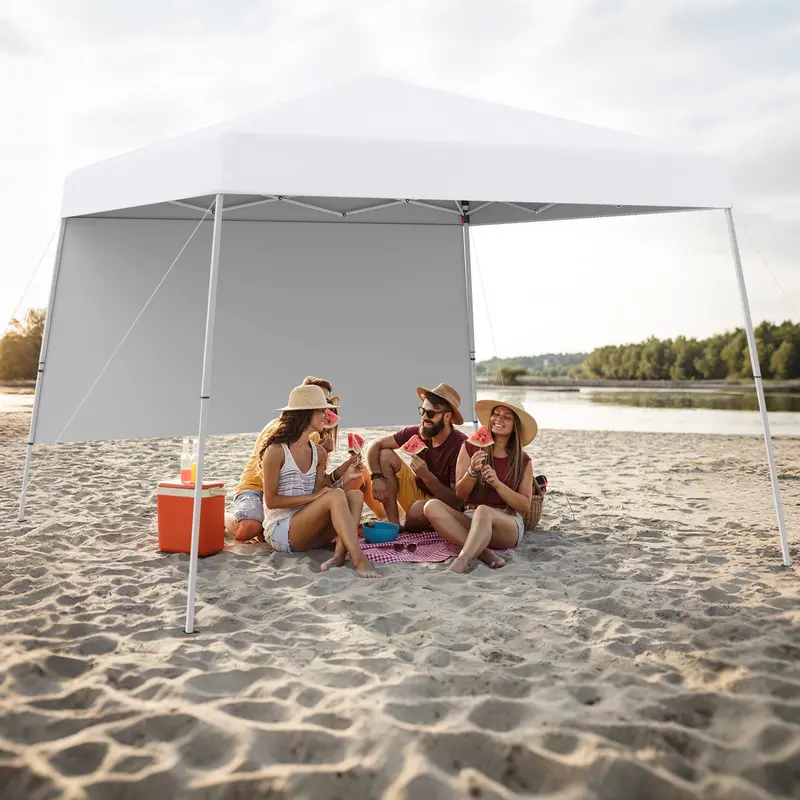 8' x 8' Pop-Up Canopy Tent Featuring One Zippered Sidewall