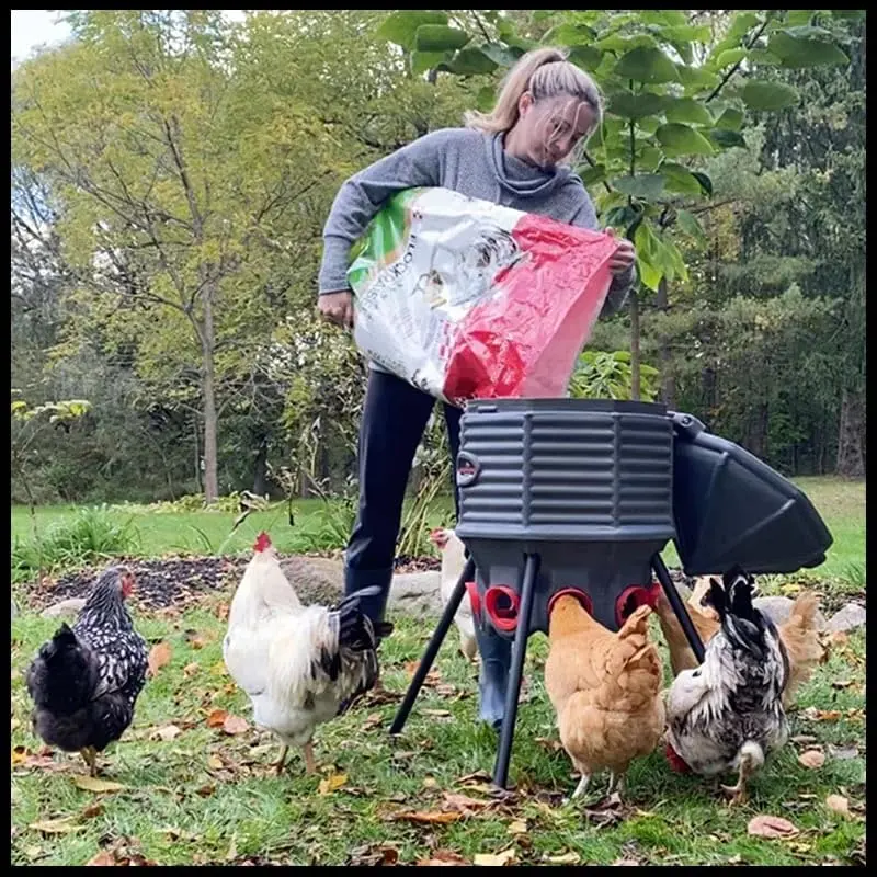 80-Lb UV-Stabilized Poultry Feeder — USA-Made, Height-Adjustable Design with 8 Independent Feed Ports