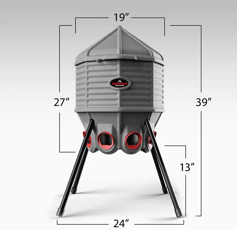 80-Lb UV-Stabilized Poultry Feeder — USA-Made, Height-Adjustable Design with 8 Independent Feed Ports
