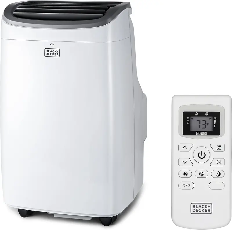8,000 BTU Portable Air Conditioner – Compact Cooling for Up to 350 Sq Ft, Remote & Casters Included