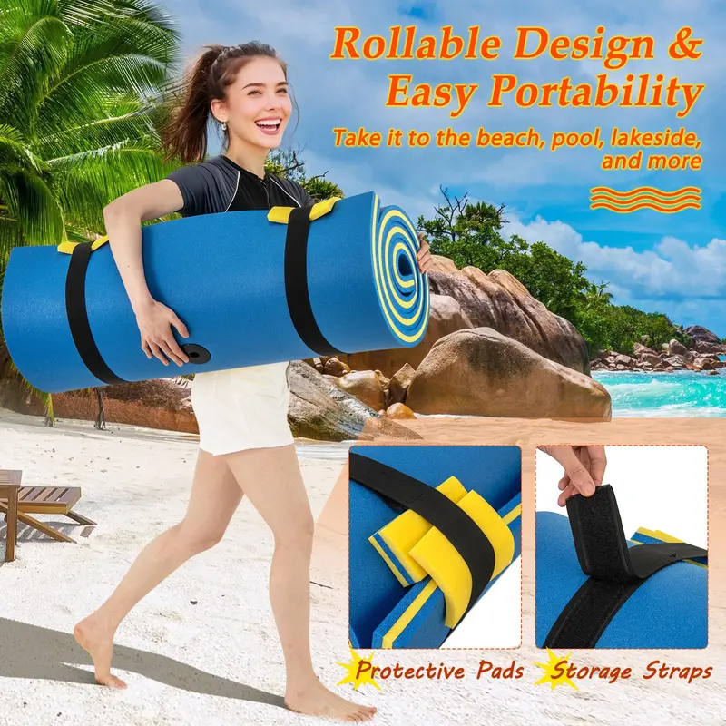 87" x 36" Rolling Pillow Floating Water Mat Inspired by Lily Pad Design