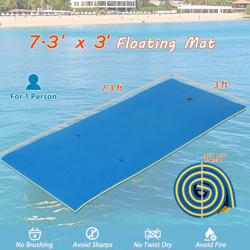 87" x 36" Rolling Pillow Floating Water Mat Inspired by Lily Pad Design