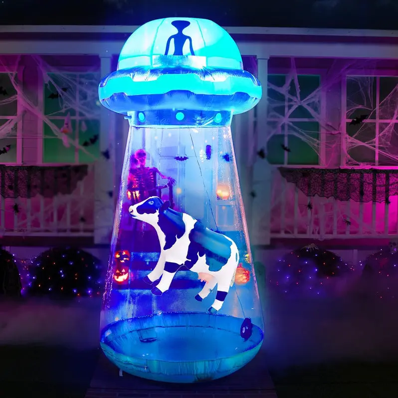 9-Foot Animated Inflatable UFO Yard Decor for Halloween Outdoor Displays