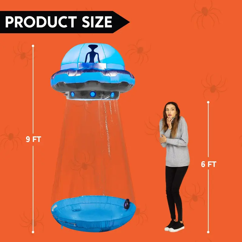 9-Foot Animated Inflatable UFO Yard Decor for Halloween Outdoor Displays