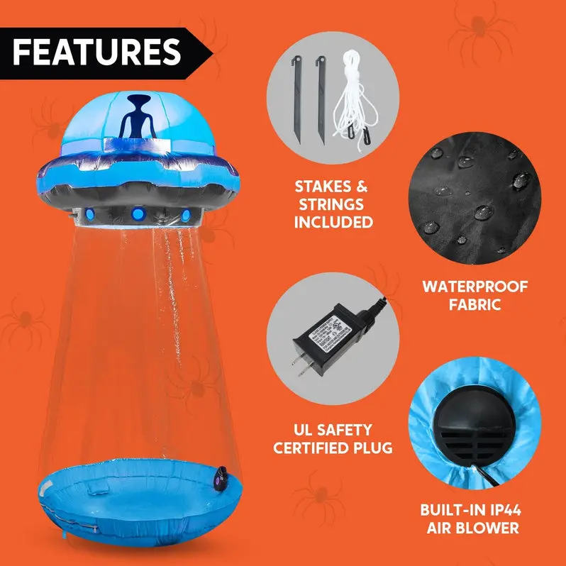 9-Foot Animated Inflatable UFO Yard Decor for Halloween Outdoor Displays