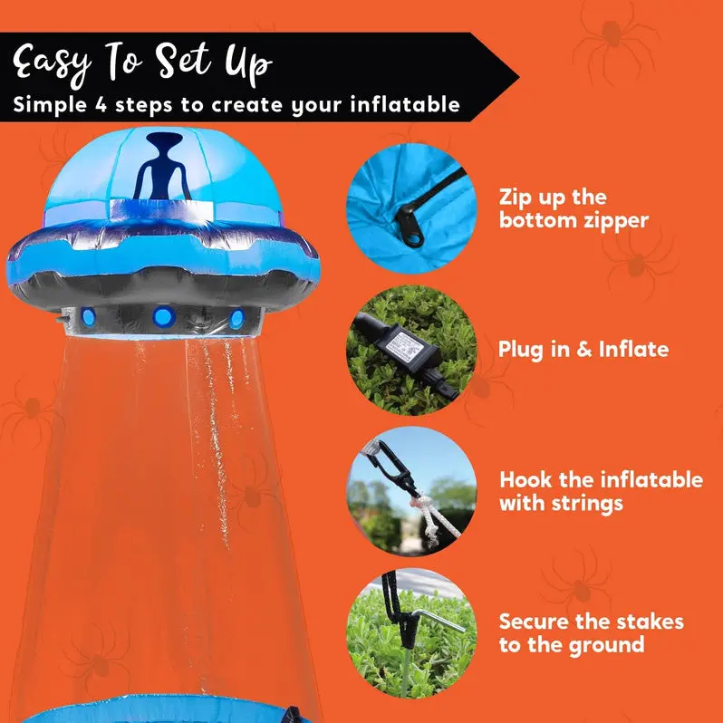 9-Foot Animated Inflatable UFO Yard Decor for Halloween Outdoor Displays