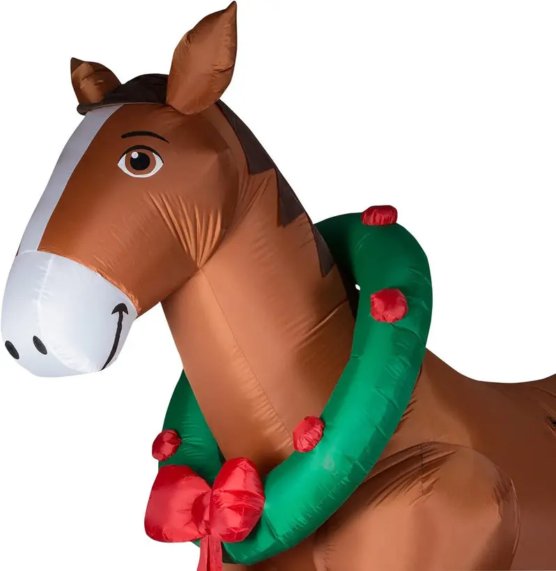 9-Foot Inflatable Clydesdale Yard Decor – Holiday Outdoor Light-Up Lawn Figure with Accessory Kit