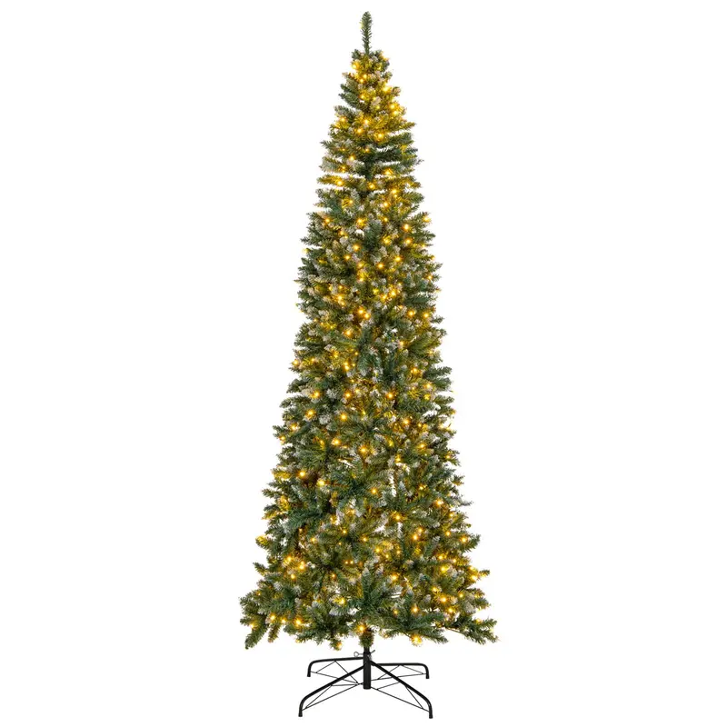 9-Foot Pre-Lit Slim Pencil Christmas Tree – 500 Warm White LED Lights